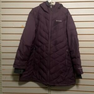 Columbia Omni-Heat Heavenly Long Hooded Jacket Purple Parka Coat Womens 2X